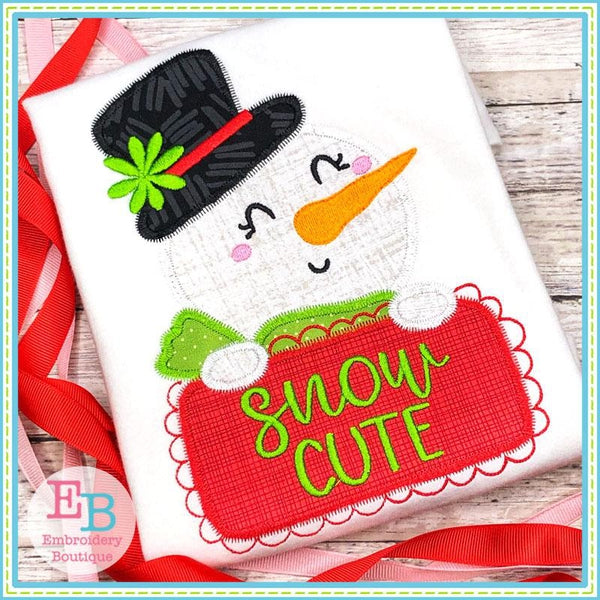 Snow Cute Girl Applique, Applique