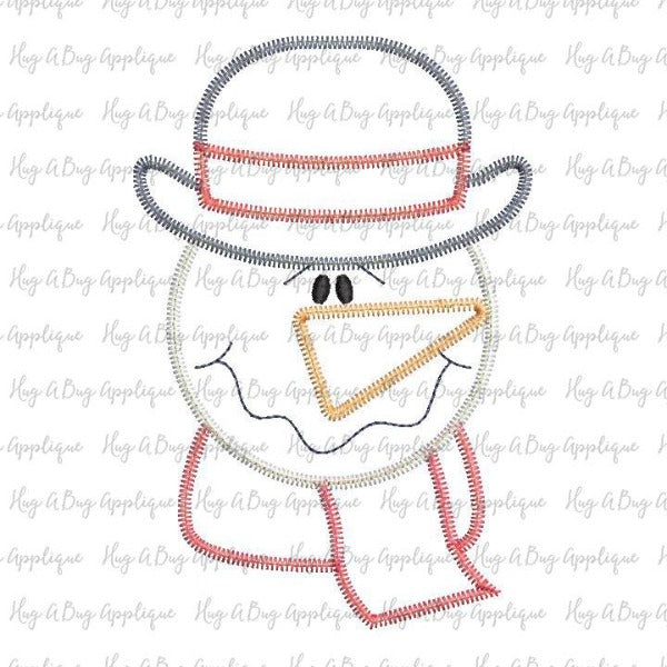 Snowman Scarf Zig Zag Stitch Applique Design, Applique