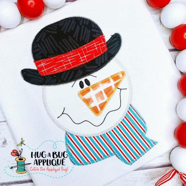 Snowman Scarf Zig Zag Stitch Applique Design, Applique