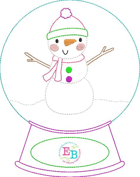 Snowman Snow Globe Applique, Applique