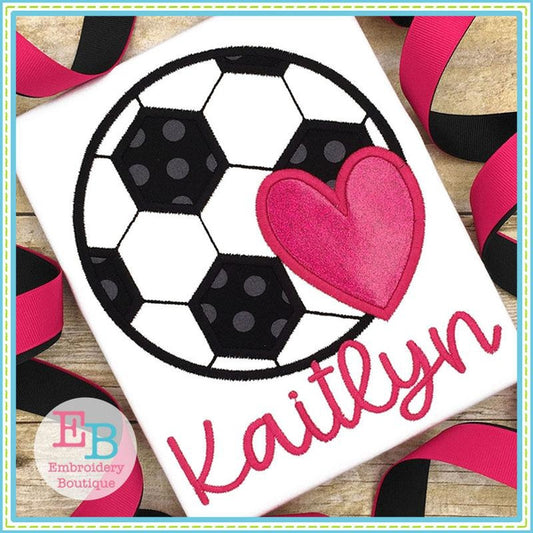 Soccer Heart Satin Applique, Applique