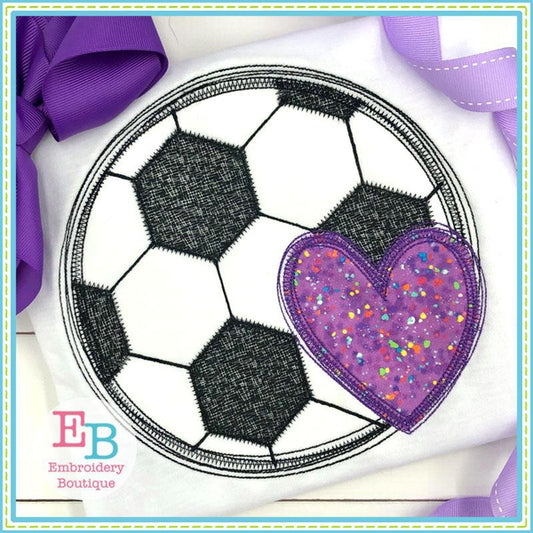 Soccer Heart Scribble Applique, Applique