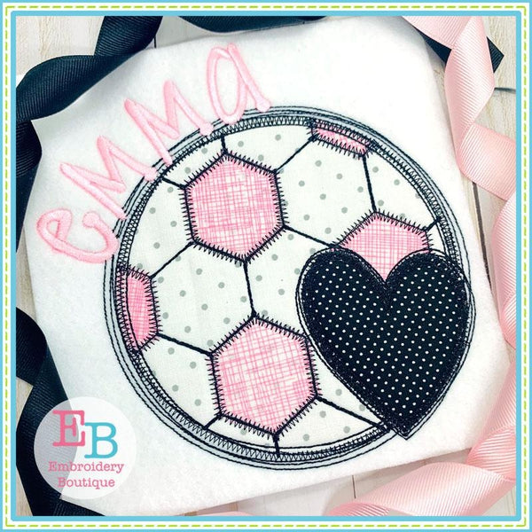 Soccer Heart Scribble Applique, Applique