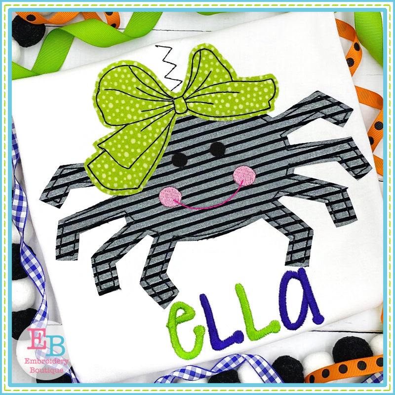 Spider Big Bow Bean Stitch Applique, Applique