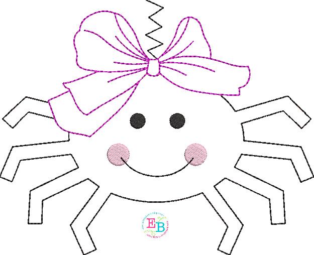 Spider Big Bow Bean Stitch Applique, Applique