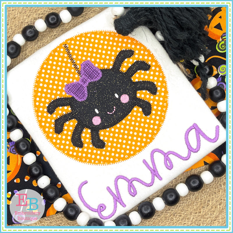 Spider Bow Circle Zigzag Stitch Applique, Applique