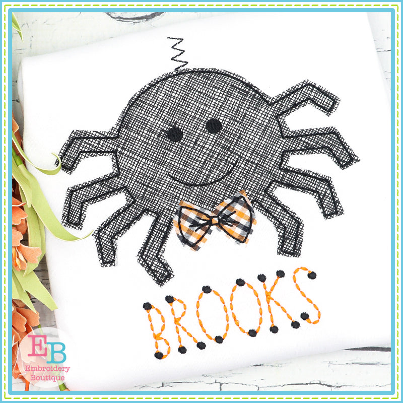 Spider Bow Tie Bean Stitch Applique, Applique