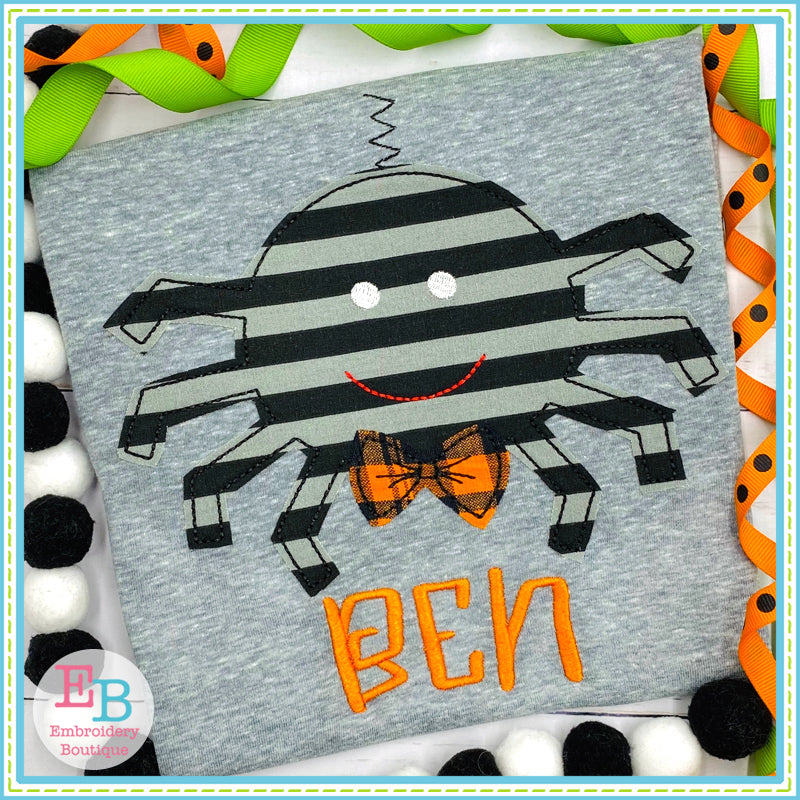 Spider Bow Tie Bean Stitch Applique, Applique