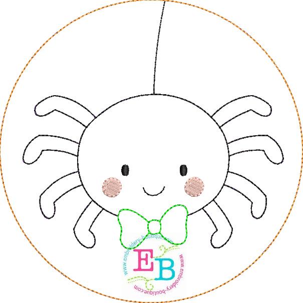 Spider Bow Tie Circle Bean Stitch Applique, Applique