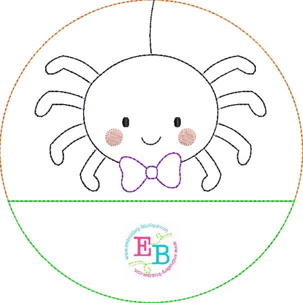 Spider Bow Tie Circle Split Bean Stitch Applique, Applique