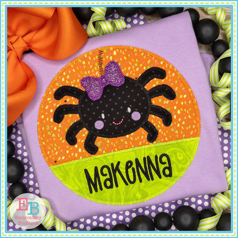 Spider Bow Circle Split Zigzag Stitch Applique, Applique