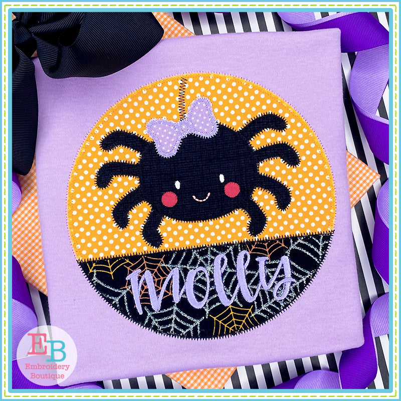 Spider Bow Circle Split Zigzag Stitch Applique, Applique