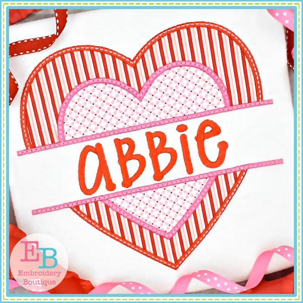 Split Double Heart Applique, Applique