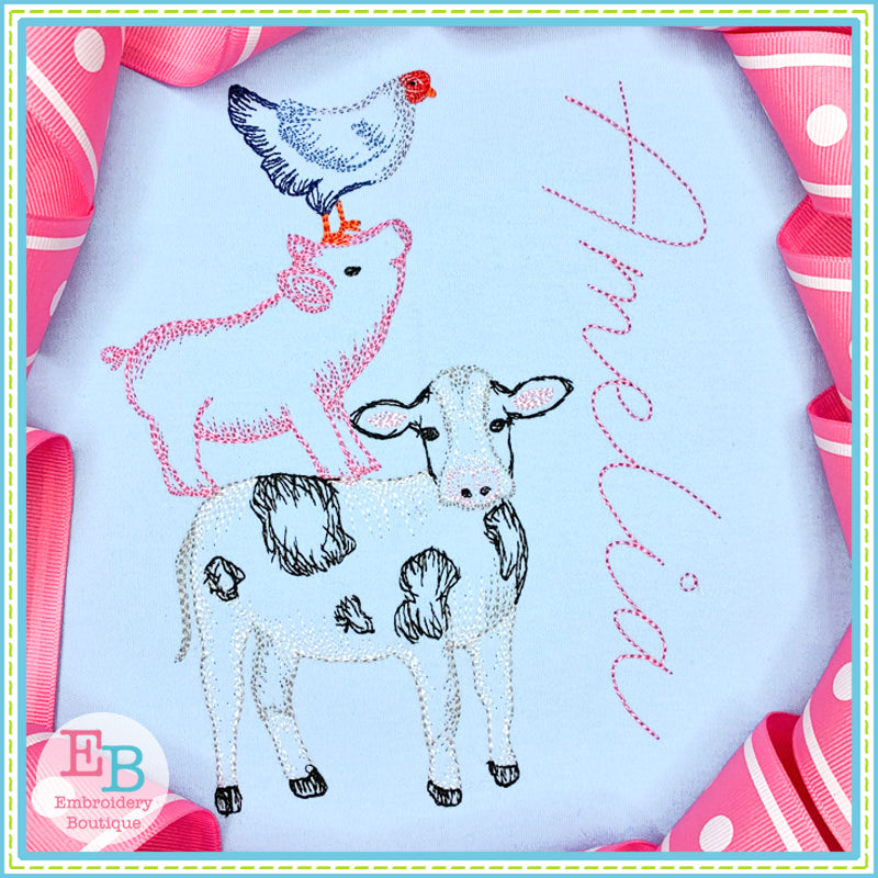 Farm Sketches Embroidery Design Set, Embroidery