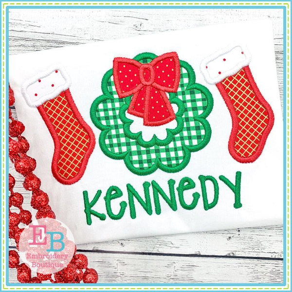 Wreath Trio Satin Applique, Applique