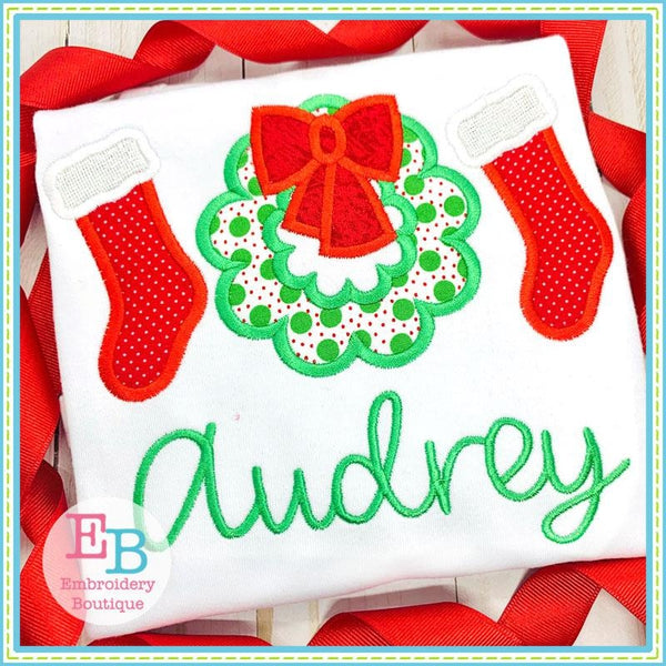 Wreath Trio Satin Applique, Applique