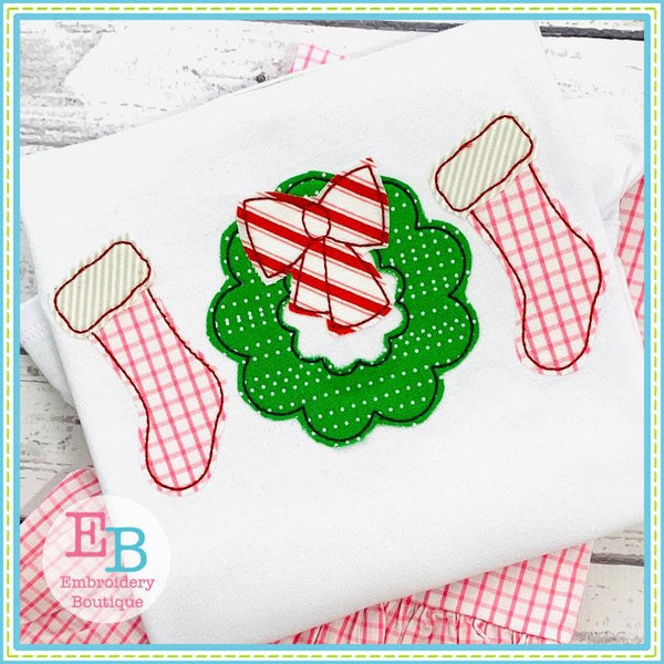 Wreath Trio Bean Stitch Applique, Applique