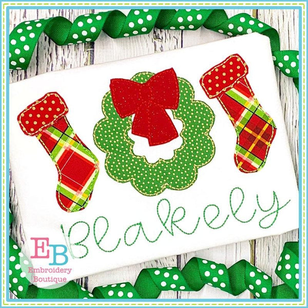 Wreath Trio Bean Stitch Applique, Applique