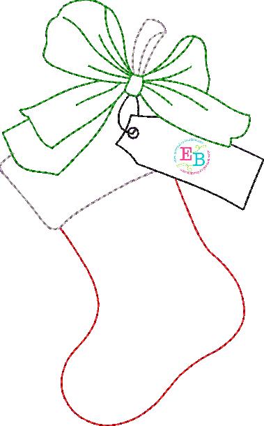 Stocking Big Bow Bean Applique, Applique