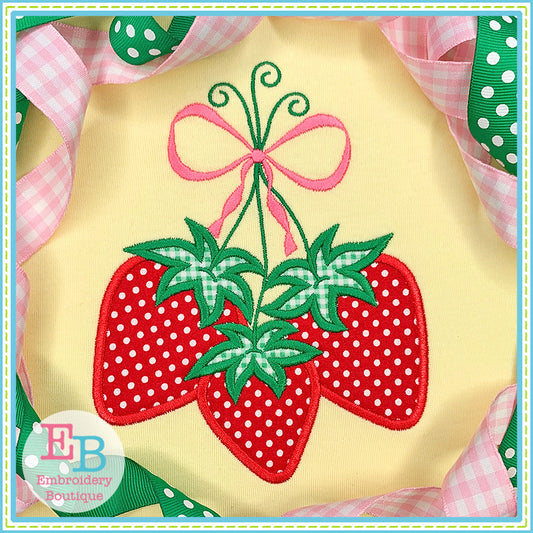 Strawberry Bunch Satin Applique, Applique