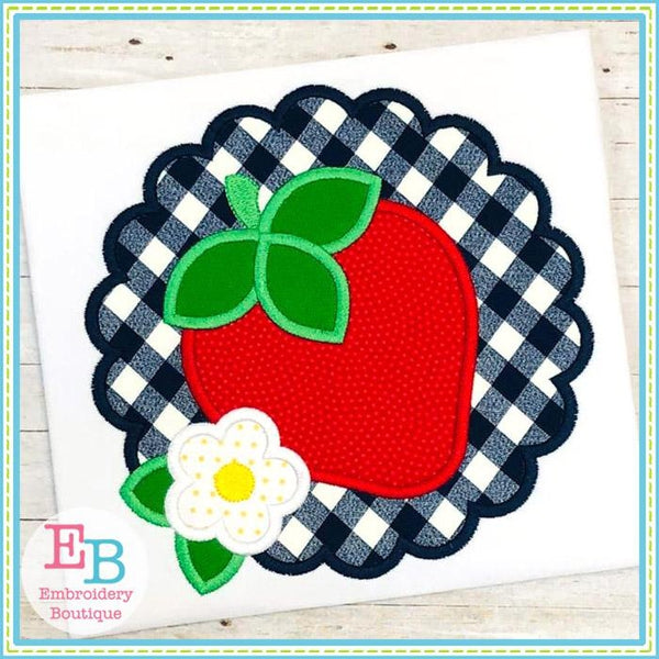 Strawberry Scallop Satin Applique, Applique
