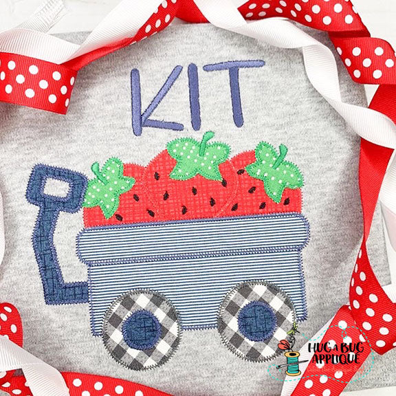 Strawberry Wagon Zig Zag Stitch Applique Design, Applique