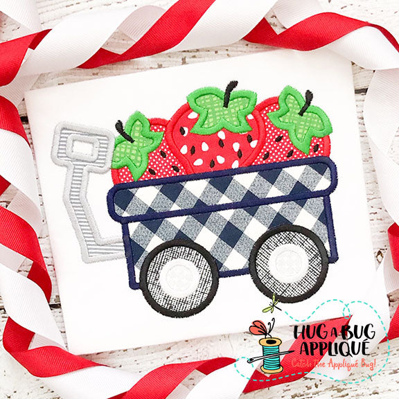 Strawberry Wagon Satin Stitch Applique Design, Applique