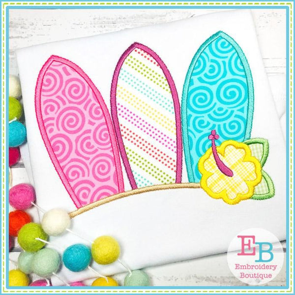 3 Surfboards with Flower Satin Applique, Applique