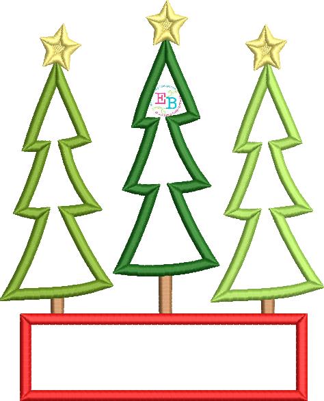 Tall Trees Satin Stitch Applique, Applique