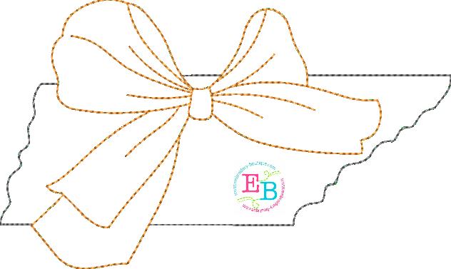 Big Bow Tennessee Bean Stitch Applique, Applique