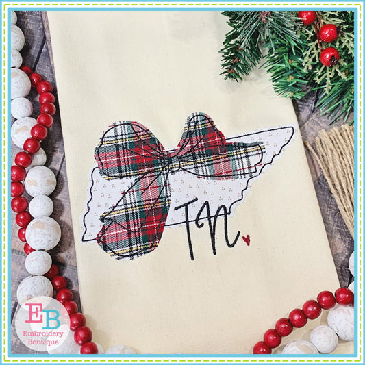 Big Bow Tennessee Bean Stitch Applique, Applique
