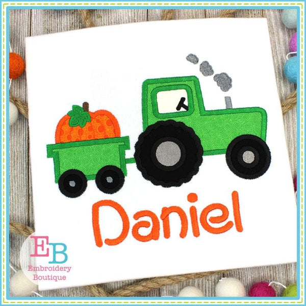 Tractor Pumpkin Applique, Applique