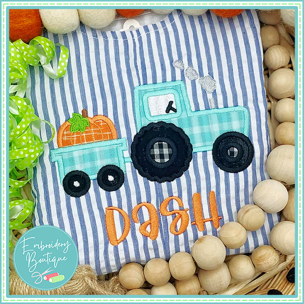 Tractor Pumpkin Applique, Applique, Embroidery Boutique