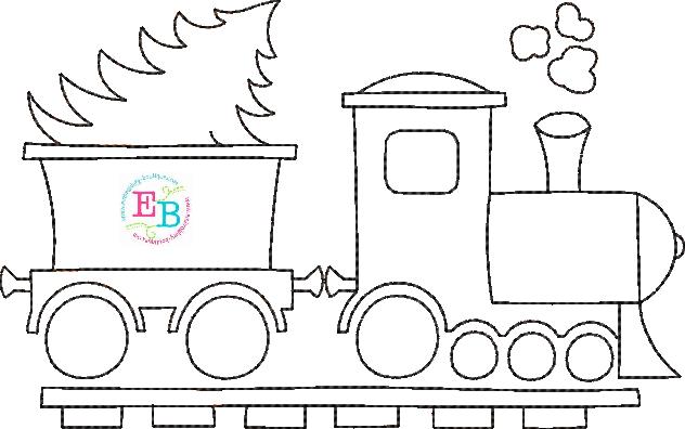 Train Tree Bean Stitch Applique, Applique