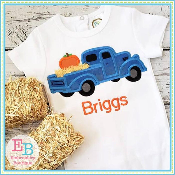 Vintage Fall Truck Applique, Applique