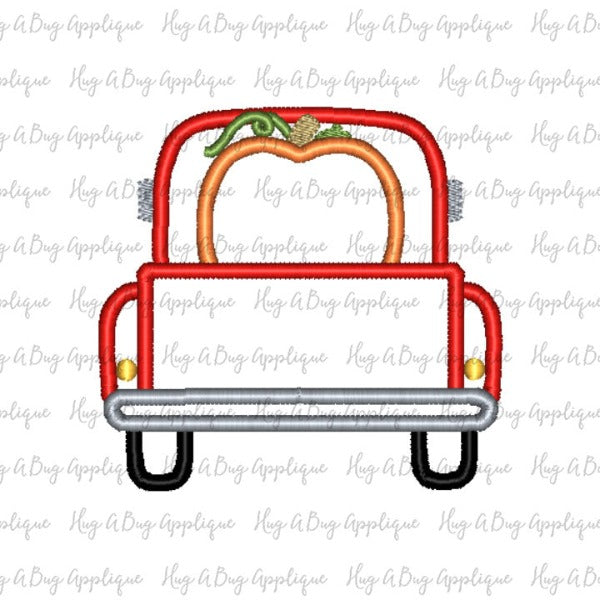Truck Back Pumpkin Satin Stitch Applique Design, Applique