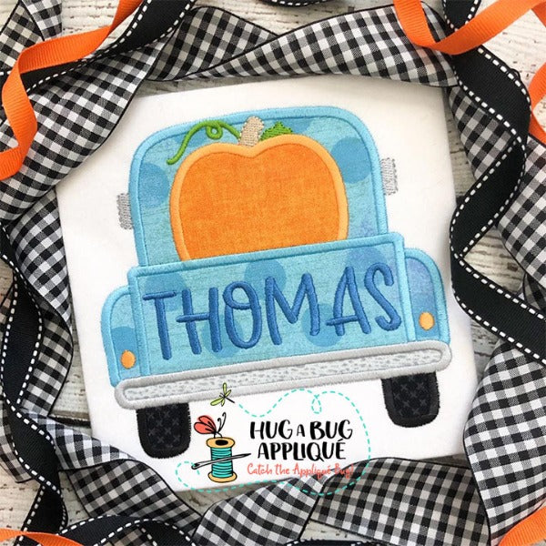 Truck Back Pumpkin Satin Stitch Applique Design, Applique