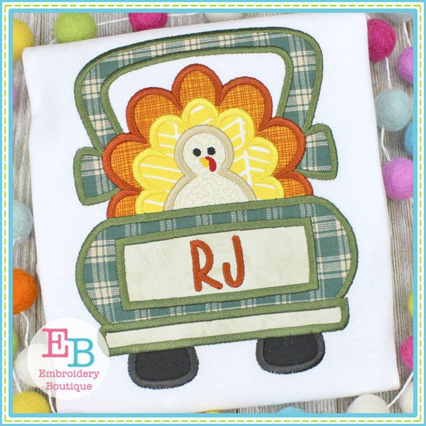 Truck Turkey Satin Applique, Applique