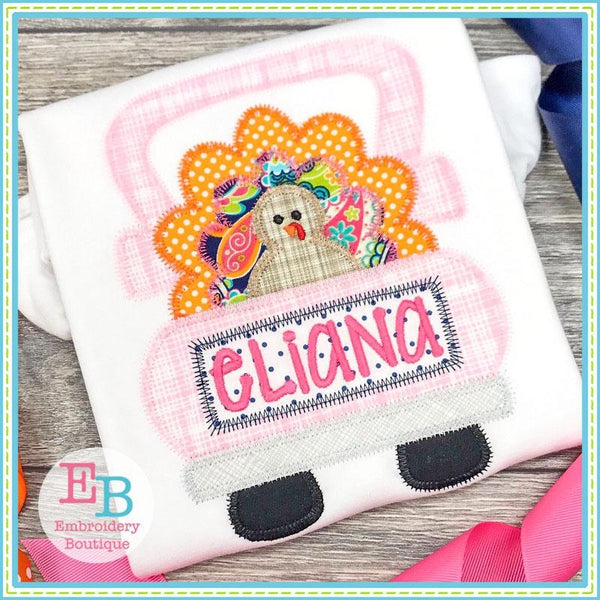 Truck Turkey Zigzag Applique, Applique