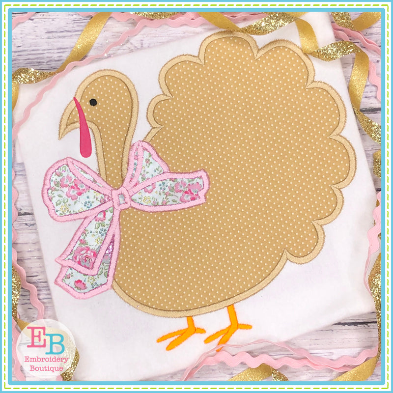 Turkey Big Bow Satin Applique, Applique