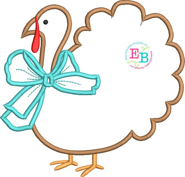 Turkey Big Bow Satin Applique, Applique