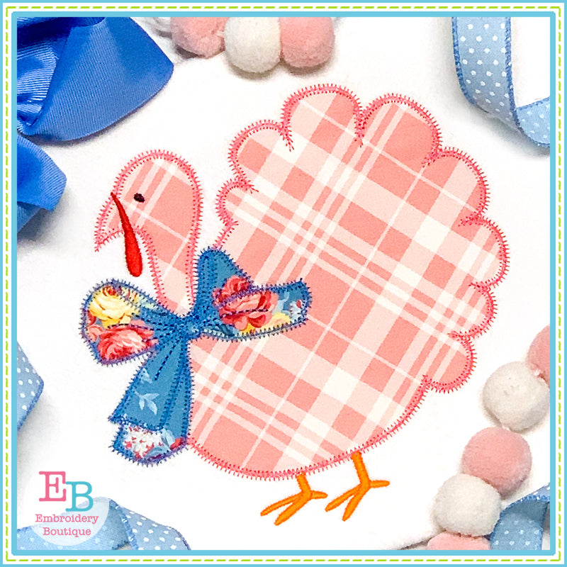 Turkey Big Bow Zigzag Applique, Applique