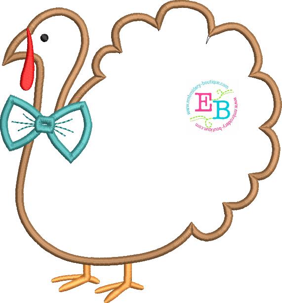 Turkey Bowtie Satin Applique, Applique