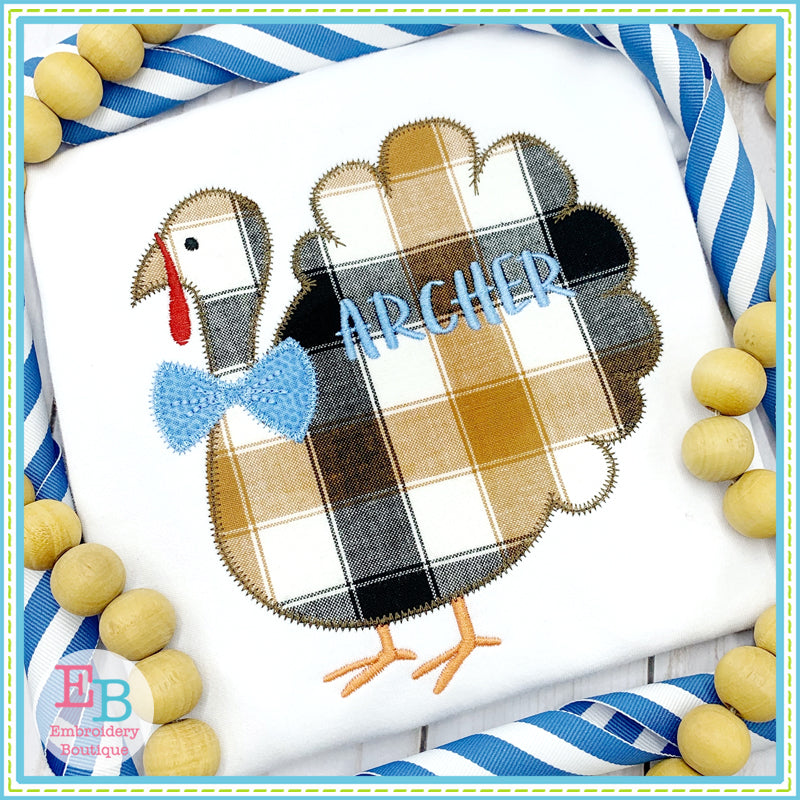Turkey Bowtie Zigzag Applique, Applique