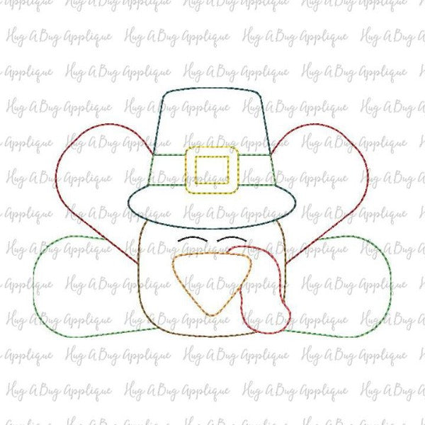 Turkey Hat Bean Stitch Applique Design, Applique