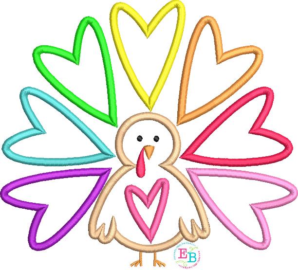 Turkey Heart Satin Applique, Applique