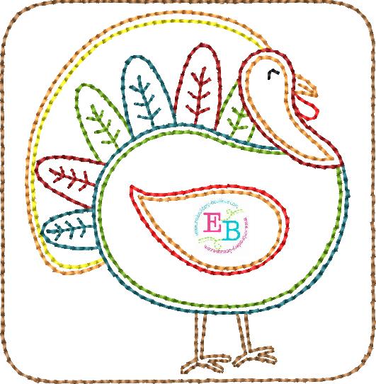 Turkey Patch Floss Applique, Applique