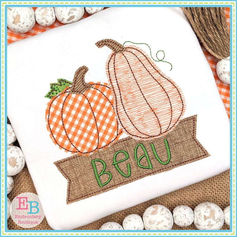 Pumpkin Banner Bean Stitch Applique, Applique
