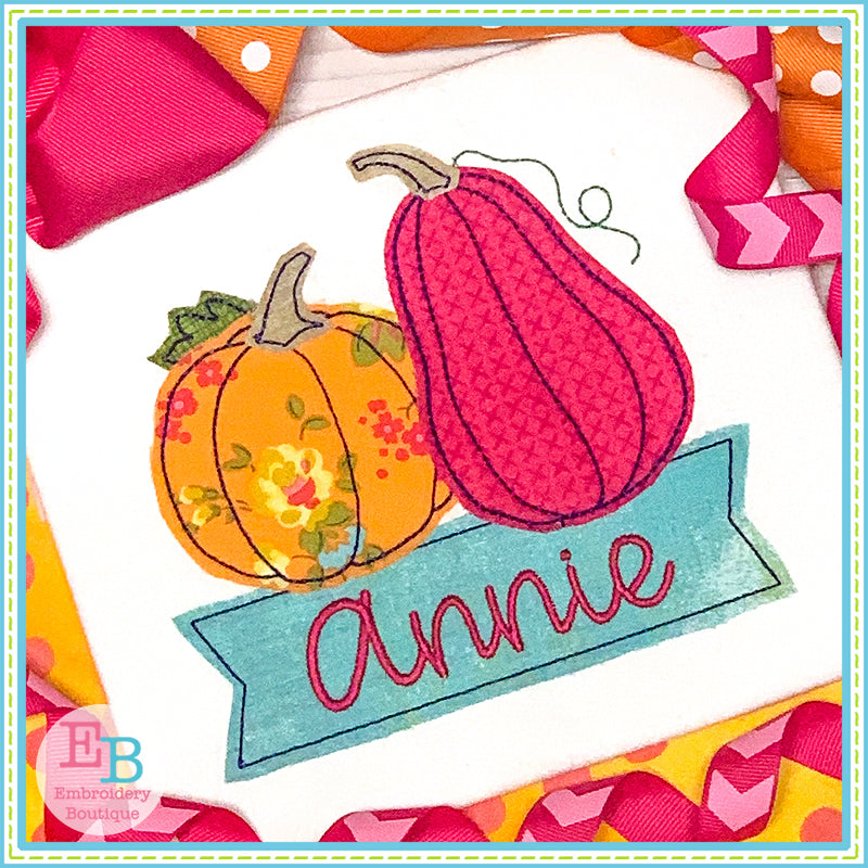 Pumpkin Banner Bean Stitch Applique, Applique
