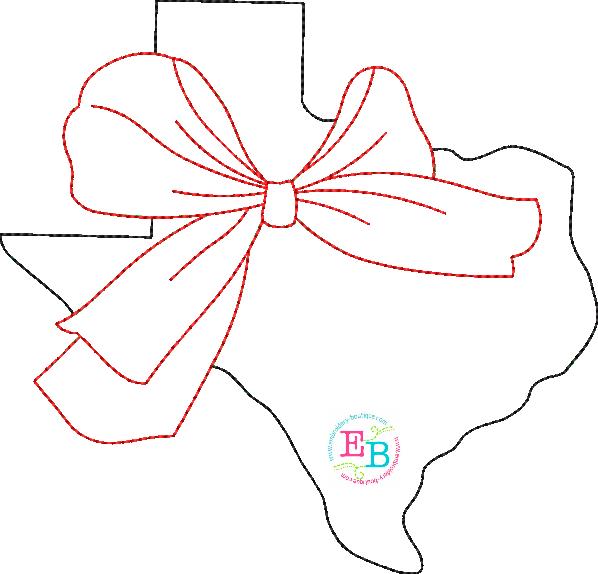 Big Bow Texas Bean Stitch Applique, Applique
